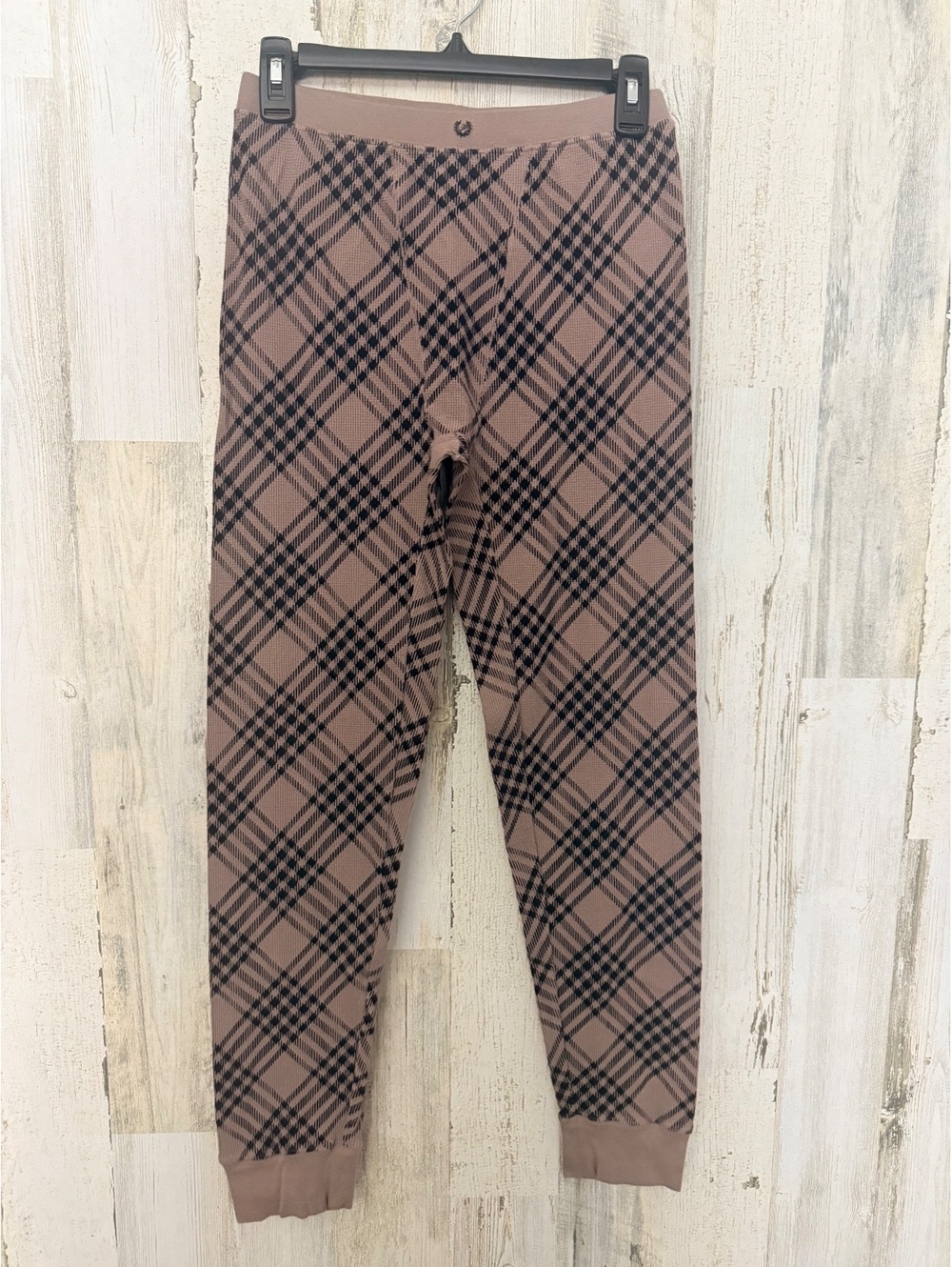 PINK Victoria’s Secret Women’s Small Brown Black Plaid Thermal Jogger Pants